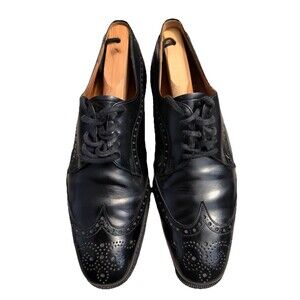 Churchs Custom Grade Wingtip Brogue Derby Black Leather UK 9 A US 10 Narrow
